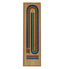 Wood Expressions Cribbage Solid Wood TriColor (Blue, Green, Red) Continuous 3 Track Board with Metal Pegs